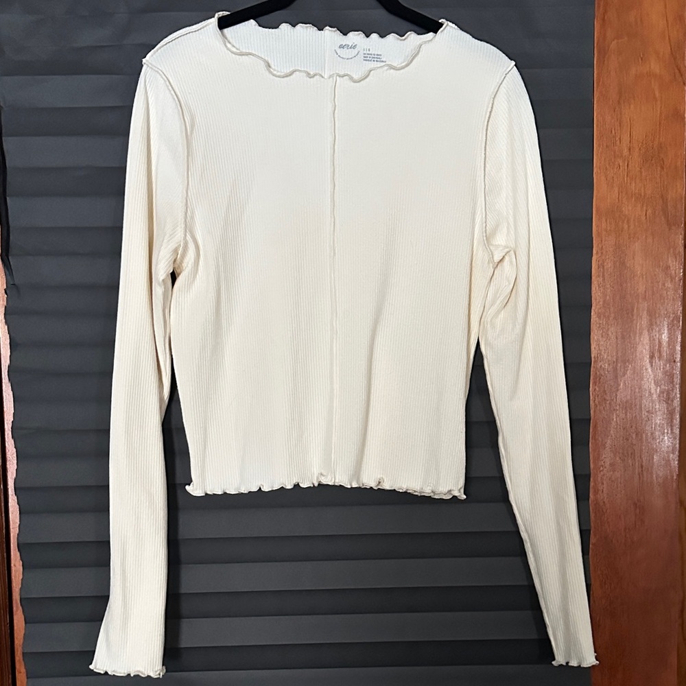 Aerie Cream Long Sleeve Top
